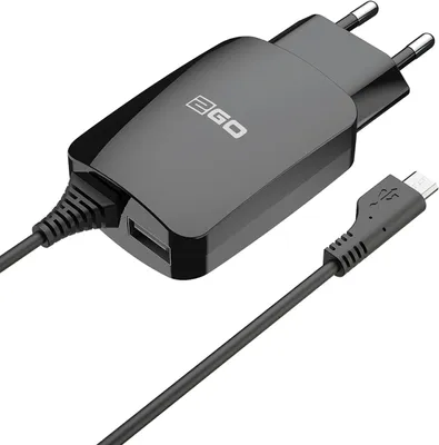 Immagine prodotto di caricatore 2GO 12W Micro-USB + 1x USB, cavo 1,4 m, nero