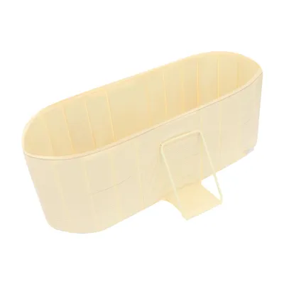 A yellow foldable bathtub on a white background.