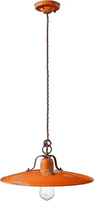 Zdjęcie produktu dla Ferroluce Country ceramiczna lampa wisząca Ø 40cm pomarańczowa okrągła