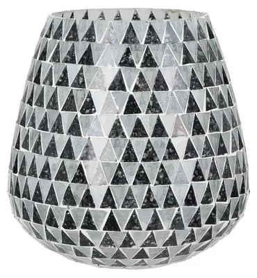 Obrázok produktu pre Gilde, svietnik "Triangle", sklo, priehľadné, biela, strieborná, balenie 2 kusy, výška 17 cm, priemer 17 cm, kód: 55813, EAN: 4063387558133