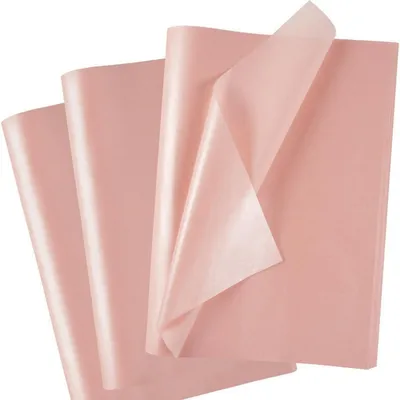 Produktbild von Seidenpapier Rosa Metallic 60 Blätter Shiny Hellrosa für Geschenkverpackung Basteln Dekoration 50x35cm