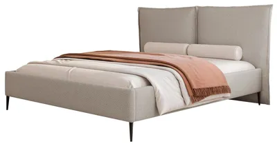 Obrázek produktu pro Čalouněná postel PROBE 160x200 v barvě taupe ze strukturované látky s úložným prostorem a roštem