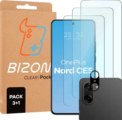 Produktbild von Gehärtetes Glas - 3 Stück + Kameraschutz für OnePlus Nord CE5 5G, Bizon Glass Clear Pack