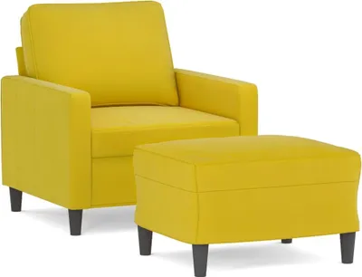 Produktbild von vidaXL Sessel mit Hocker Gelb 60 cm Samt