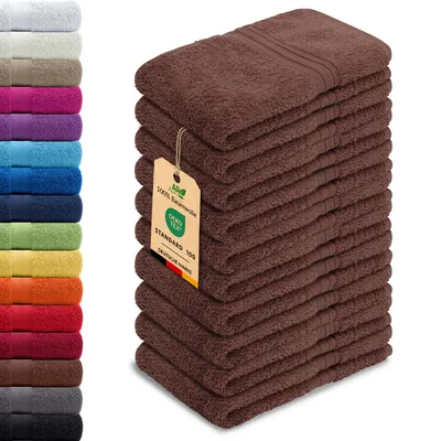 Produktbild von 10er-Set ARIZONA Handtuch-Serie von AR Line – 100% Baumwolle, 500 g/m², 10er-Set Gästetücher 30x50 cm, Schokobraun