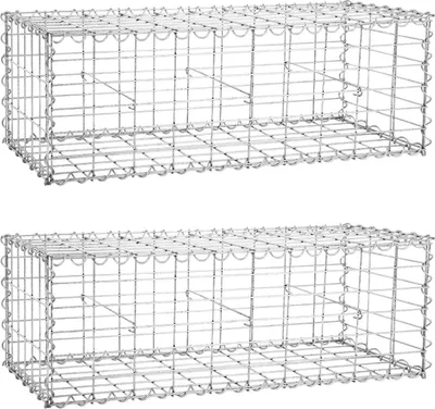 Produktbild von SONGMICS 2 x Gabione 100 x 30 x 30cm für Stützmauern Gartenzaun Gabionenwand Steinmauer Säule verzinkt GGB233 (2 x GGB133)