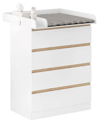 Zdjęcie produktu dla Komoda z wymienną przystawką do przewijania, 4 szuflady | Biały | 80x75x110 cm