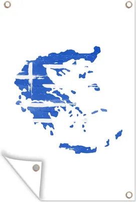 Produktbild von MuchoWow® 60x90 cm Outdoor-Poster Gartendeko Sichtschutz Garten Poster für den Garten  Griechenland - Karte - Flagge
