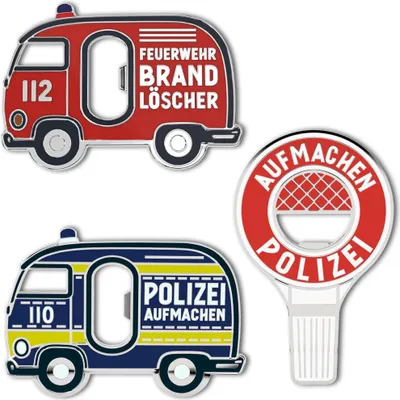 Produktbild von LANOLU Lustige Flaschenöffner Polizei und Feuerwehr (3er Set), Feuerwehr Geschenke für Feuerwehrmänner, Geschenke für Polizisten