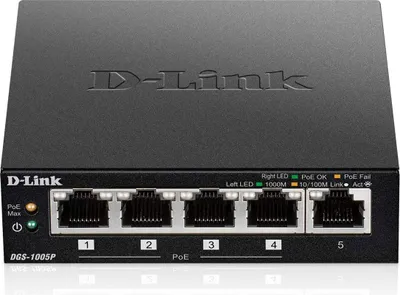 Image de Switch D-Link 5 ports 10/100/1000 Mbps PoE (DGS-1005P)