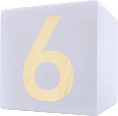 Obrázok produktu pre Drevená kocka s písmenami, 5 x 5 cm, biela, číslo 6