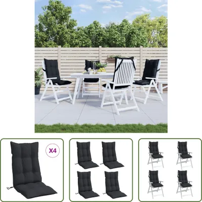 Produktbild von The Living Store Hochlehner-Auflagen 4 Stk. Schwarz Oxford-Gewebe