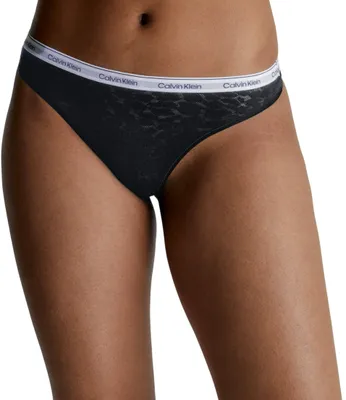 Produktbild von Calvin Klein Damen String High Leg Thong mit Spitze, Schwarz (Black), XS