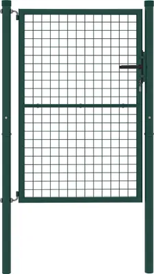 Image de Outsunny Portillon de jardin en acier 97 x 175 cm portail de jardin avec serrure, clés et poignée, décoration en flèche, portillon de patio extérieur, vert