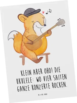 Produktbild von Mr. & Mrs. Panda Postkarte Ukulele Magie - Weiß - Geschenk, Postkarten, Lernen, bildkarte, Musikinstrument, Ansichtskarten, Musiker, Instrument, Hawaii, Saiteninstrument