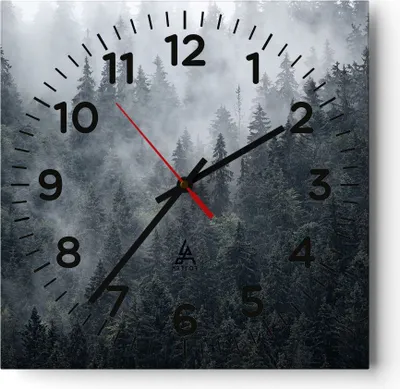 Produktbild von Wanduhr - Quadrat - Glasuhr - Wald Baum Natur - 30x30cm - Schleichendes Uhrwerk - Lautlos - zum Aufhängen bereit - Dekoration Modern - Wanddekoration aus Glas - C4AC30x30-4074