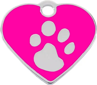 Produktbild von Adressanhänger mit Gravur - Herz mit Pfote - klein - pink/silber