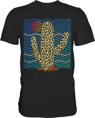 Produktbild von Retro Leopard Kaktus T-Shirt – Black / 5XL