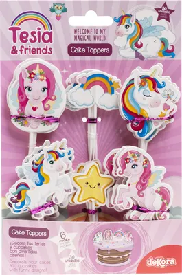 Produktbild von dekora - Cupcake- Und Torten-Deko-Set Einhorn Tesia - 30 Papier-Topper