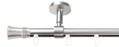 Produktbild von SN Deco Gardinenstange Innenlauf Lyon, 19 mm, 1-läufig, Stahl, Komplett-Set mit Ringen, Profildeckentrager, 360 cm, chrom matt