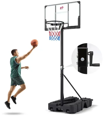 Produktbild von COSTWAY Basketballkorb mit Handkurbel, Basketballständer mit Rollen 230-305 cm höhenverstellbar, Basketballanlage mit befüllbarer Basis, Korbsystem