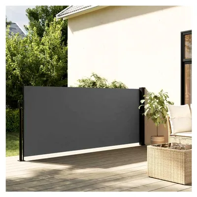 Produktbild von Seitenmarkise, Wandmarkise mit PolyurethanBeschichtung, Sichtschutz für Balkon, Terrasse und Garten, ausziehbar, Polyester Anthrazit, 120 x 500 cm