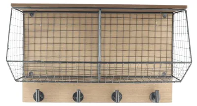 Produktbild von Wandgarderobe aus Metall mit Hutablage und 4 Haken