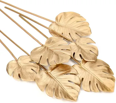 Produktbild von Set aus 6 Kunstpflanzen, Fensterblattpflanzen, für Boho Hochzeit Dekoration, Gold