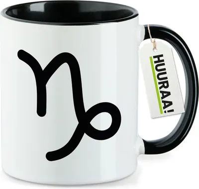 Produktbild von Huuraa Kaffeetasse Steinbock Sternzeichen Zeichen 330ml Schwarz Keramik Kaffeebecher Geschenkidee