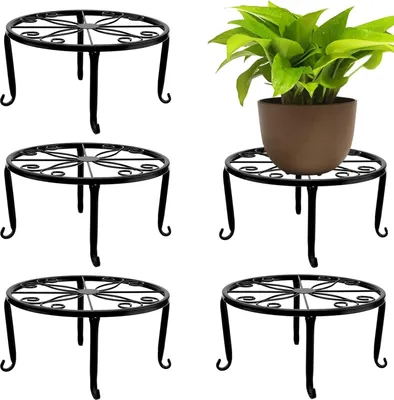 Image de 23 cm Support de pot de fleurs en métal noir - set de 5 pièces