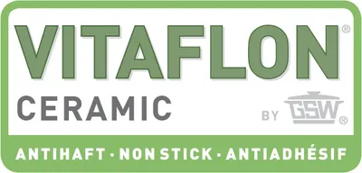 A marketing graphic for Vitflon Ceramic cookware.