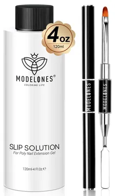 Imagen del producto de Kit de solución deslizante para Polygel, 120 ml, con cepillo para uñas, ideal para manicuras caseras