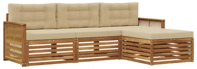 Immagine prodotto di vidaXL Set di divani da esterno, 4 pezzi, colore naturale e beige