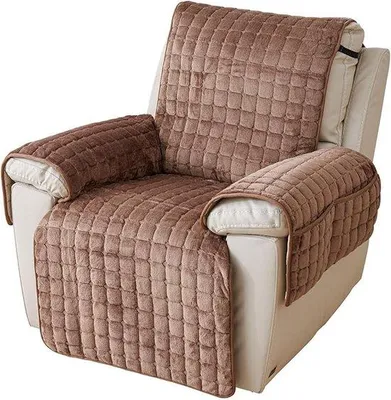Produktbild von Kinder- und Haustierhäuschen-Bezugsdecke - Plüschhülle für Klappsofa mit Taschen, Anti-Rutsch, sehr weich, Waschmaschinensicher, Schutzdecke für Kinder und Haustiere (Kaffee mit Taschen, 53 x 185 cm)