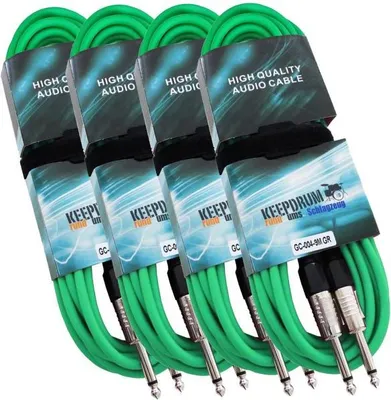 Image de keepdrum Câble de guitare GC-004 Vert Câble jack mono 9m 4 pièces
