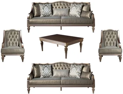 Produktbild von Casa Padrino Luxus Barock Wohnzimmer Set Grün / Silber / Kupfer / Gold - 2 Sofas & 2 Sessel & 1 Couchtisch - Wohnzimmer Möbel im Barockstil - Edel & Prunkvoll