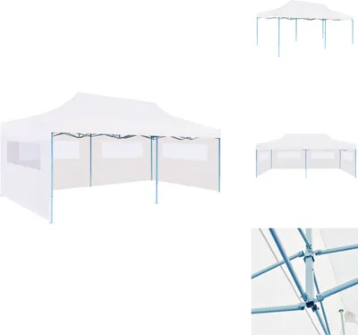 Zdjęcie produktu dla vidaXL Namiot imprezowy pop-up ze ścianami bocznymi składany 3 x 6 m stalowy biały - Pawilony i namioty imprezowe