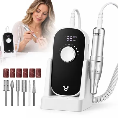 Produktbild von Elektrische Nagelfräser, 40000 U/Min, Professionelle Nagelfeilen Set, Nagelpflegegerät, Kabellos Nagelschleifer mit LCD-Display, für Zuhause und Salon