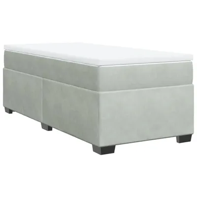 Produktbild von Boxspringbett mit Matratze Hellgrau 100x200 cm Samt