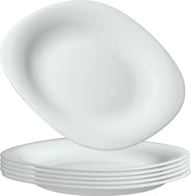 Obrázek produktu pro Talíře na dezerty a dorty – sada 6 kusů – 21 cm – kulaté – sklo – bílé
