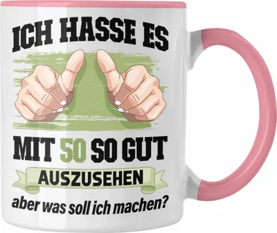 Produktbild von Trendation -  50. Geburtstag Tasse Frau Männer Geschenk 50er Geschenkidee 50 Mutter Vater Mann Frauen Lustig Geschenke Deko (Rosa)