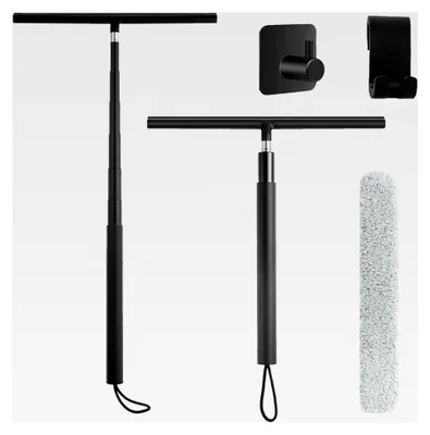 Produktbild von Duschabzieher mit Teleskopstiel 120-146 cm, langer Stiel für Dusche, Boden, 32 cm Wasserabzieher für Glas, Fliesen, Fenster, Bad, Auto