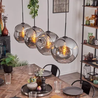 Produktbild von Villamare Hängelampe aus Metall/Glas in Schwarz/Rauchfarben