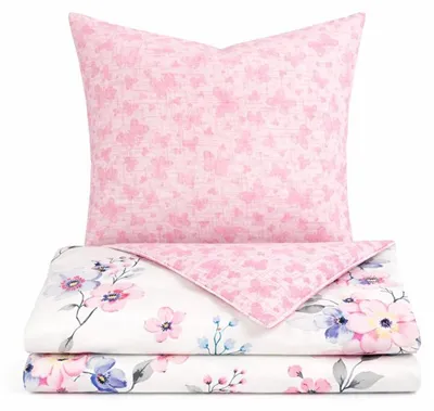 Immagine prodotto di Biancheria da letto Renforce con cerniera - Set reversibile in cotone al 100%, motivo floreale 155 x 220 cm + 80 x 80 cm