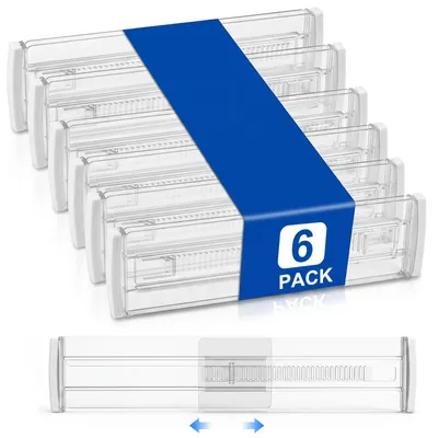 Schubladenteiler, 6er Set, transparent, 28,7-50,5 cm