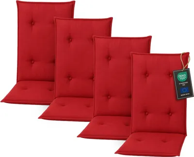 Zdjęcie produktu dla Pillows24 Poduszka na krzesła ogrodowe -120x50x8 cm / Czerwony / Pikowane - Poduszka, siedzisko na krzesło, poduszka na siedzisko do mebli ogrodowych, krzesła ogrodowe