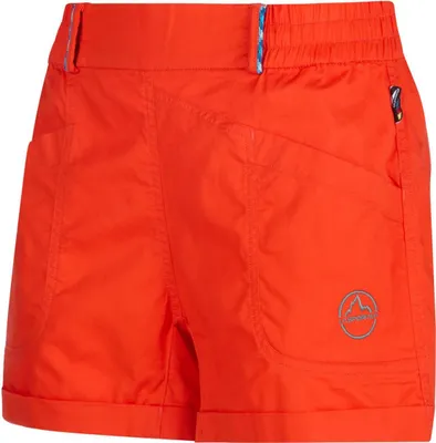 Rote Damen-Shorts "Escape Short W" von La Sportiva mit elastischem Bund und seitlichen Taschen.