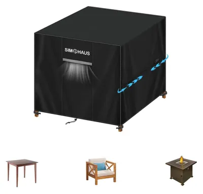Productafbeelding van Beschermhoes voor tuinmeubels, 85x85x80 cm, 420D Oxford-stof, waterdicht, weerbestendig, zwart