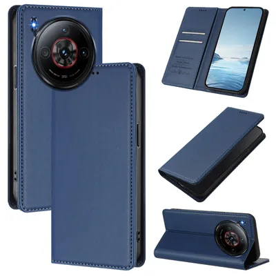 Produktbild von Handyhülle für ZTE nubia Z60S Pro, Kunstleder Klapphülle Stoßfeste Magnetische Hülle mit Ständer Dunkelblau