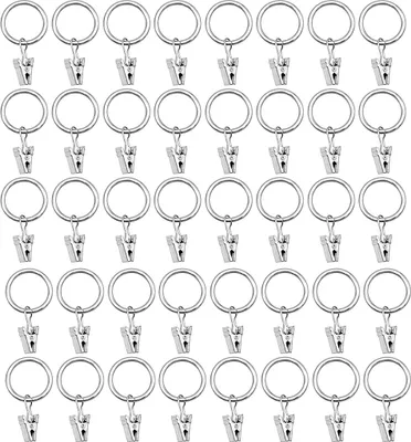 Produktbild von 50 Stück Vorhangringe, Vorhangringe mit Clip, rostfreies Metall, Innendurchmesser 25 mm, (Silber)
